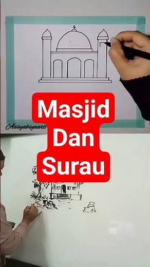 Menggambar Surau #drawing #menggambar #tutorialmenggambar