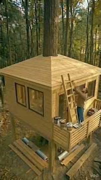 Forest Treehouse Build | Minimalist Wooden Tree cabin