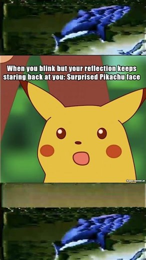 When Your Reflection Has a Mind of Its Own 😳 | Surprised Pikachu Meme