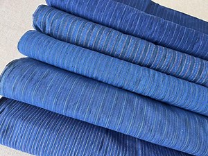 Vintage Indigo Blue Striped Cotton Fabric - Handwoven Sashiko Crafting - Etsy