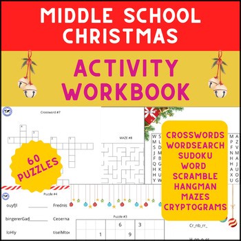 Christmas Puzzles | 60 Fun Brain-Boosting Activities Workbook for Middle School