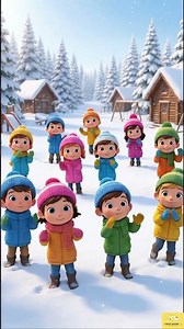10 Kids Dancing in the Snow! ❄️ Fun Snowball Fight & Winter Dance Party 🌈 | Short Animation