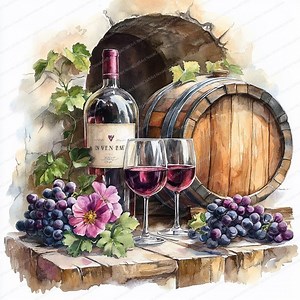 22 Wine Tasting Clipart | Vintage Winery Experience | Printable Watercolor Clipart | High Quality Jpgs | Paper Craft | Junk Journal - Etsy