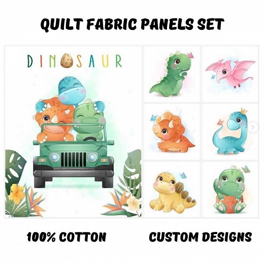 Dinosaur Fabric Panel for Quilting, Baby Quilt Panels Fabric, Baby Blanket Fabric - Etsy