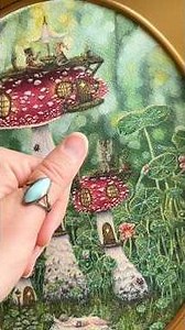 It took me 73 hours to paint these tiny fairies!🧚‍♀️🍄 The mushroom village is finally complete :)