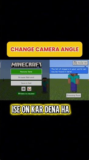 | 😎CHANGE CAMERA📷 ANGLE IN MINECRAFT WITHOUT ANY MOD | CAMERA📷 ANGLE| #minecraft #shorts #viral #yt