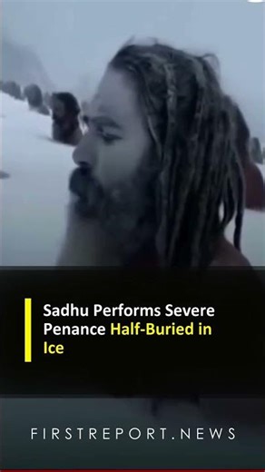 Sadhu Performs Severe Penance Half-Buried in Ice
