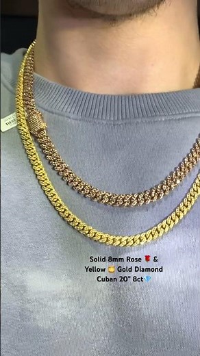 Rose & Yellow Gold Diamond 💎 Miami Cuban Link Chain• Both 8mm 20 Inches Highline 🥶