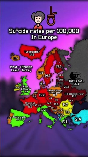 Su1cide rates in #europe #mapping #geography #map