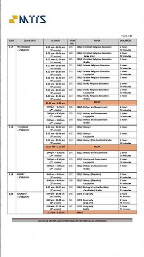 KCSE 2026 TIMETABLE #kcse2026 #kcse2026exams #mombasatuitionanditschool #mtis