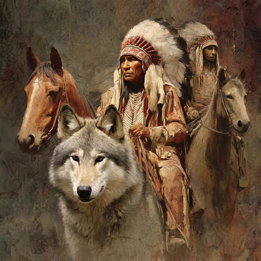 The indigenous dance with the wolf.