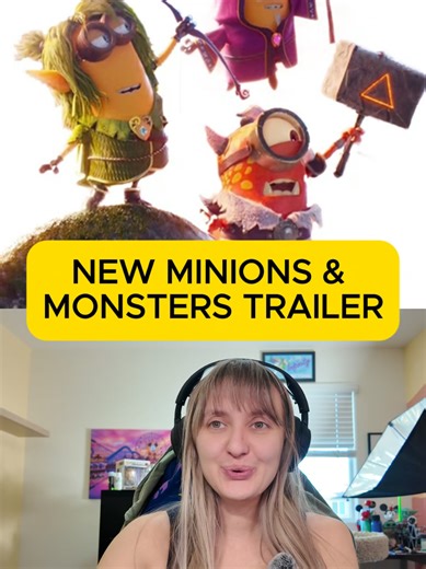 First look at Minions & Monsters 👀🍌 Why does this look way more fun than I expected? #minionsandmonsters #minions #movies #film #trailerreaction