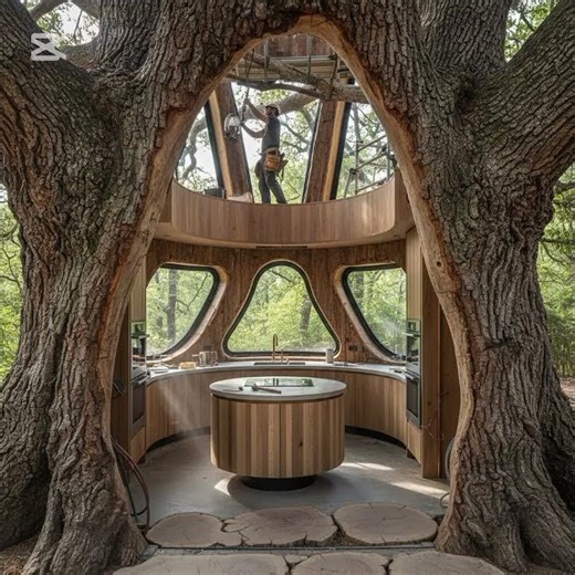 Modern Treehouse Kitchen – Nature Meets Innovation 🌲✨