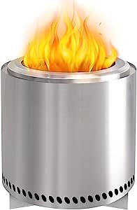 TOAUTO Bonfire Pit Smokeless Fire Pit Large Stainless Steel Outdoor Camp Stove Wood & Charcoal Grill Portable Fire Bowl for Outside BBQ Patio Garden Backyard