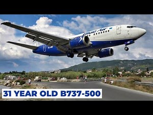 Blue Air Boeing 737-500 Low Landing & Takeoff at Skiathos | 31 Year Old B737! | ATC Audio [4K]