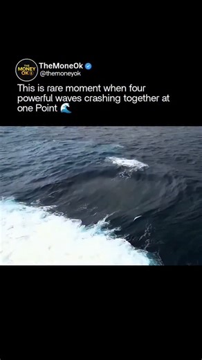 The Money Ok on Instagram: "One of the rarest ocean phenomena ever captured 🌊 At a single point in time, four powerful waves collide perfectly, forming a stunning and almost unreal natural spectacle. This extraordinary wave convergence was discovered by surfers off the coast of Australia, completely by accident. Scientists believe this phenomenon is caused by unique seabed geometry and intersecting swell directions, forcing multiple wave systems to meet at the exact same spot. Events like this 
