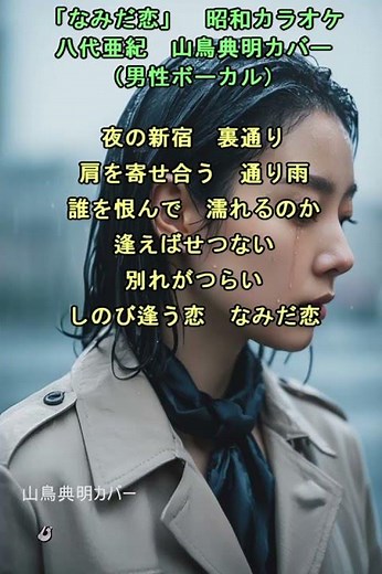 「なみだ恋」昭和カラオケ 八代亜紀 山鳥典明カバー（男性ボーカル）