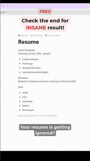 This Free AI Turns Your Boring Resume Into a Job-Winning One in Seconds (Free)