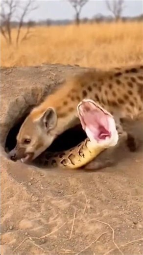 굴 구경하던 하이에나, 순식간에 뱀한테 '납치' 당함 😱