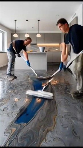 From Dirty Concrete to Luxury Epoxy Kitchen Floor 🤯 #shorts