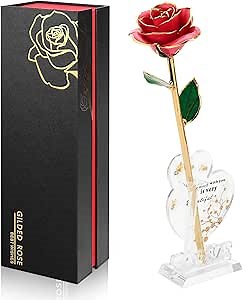 Gold Dipped Infinity Rose Last Forever Flower Decor, Birthday Gift for Women in Her Birthday Mothers Day, Resin Preserved Rose | Anniversary Present for Mom (Pink)