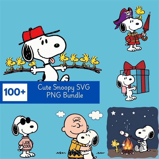 100  Snoopy SVG PNG Bundle | Snoopy Dog & Charlie Brown Clipart | Cricut Silhouette Download - Etsy