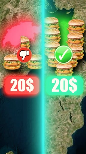 World Uncharted 🌍 on Instagram: "I checked how many Big Macs you can buy for $20 around the world. The difference between Switzerland and the last country on this list is actually insane! 🍔😱 #shorts #mcdonalds #bigmac food travel"