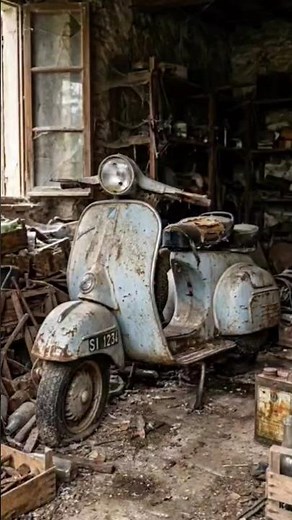 Classic Vespa Scooter Restored To Vintage Perfection 🛵✨ #restoration #transformation #viral