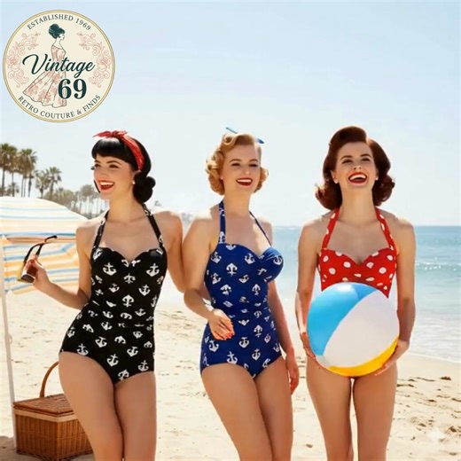 Channel your inner pin-up girl this summer with our timeless vintage swimwear!  From anchor-printed nautical chic to playful polka dots, these retro one-pieces are perfect for beach days that turn heads. Grab your picnic basket and shop the collection now at vintagesixtynine.com – free shipping worldwide! Who's ready for some vintage vibes?  #VintageSwimwear #RetroFashion #PinUpStyle #BeachReady #VintageSixtyNine | Vintage 69 | Facebook