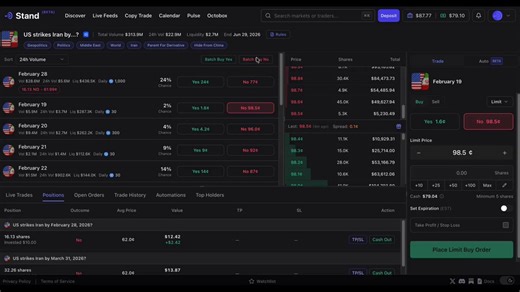Batch Buys allow power traders to buy multiple outcomes in a single click.