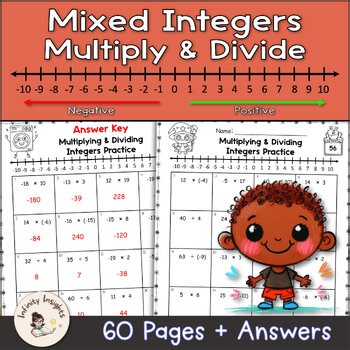 Mixed Multiplying & Dividing Integers Worksheets – 60 Pages + Answer Key