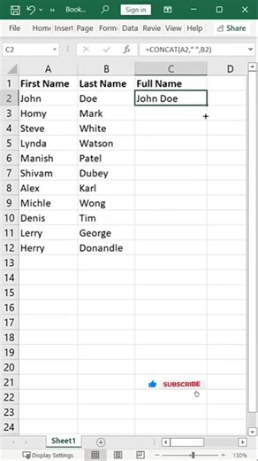 Merge Two Columns into One in Excel 🔥 | Excel Quick Trick #excel #shorts #computer #trending #viral