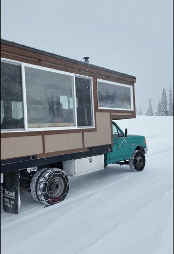 Custom Truck Cabin Adventure in Snowy Mountains