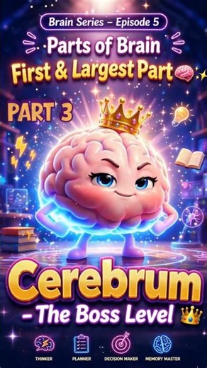 Brain Series–Episode 5 Parts of Brain First and largest part of brain Cerebrum -The Boss Level Pt 3