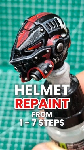 🔥 7 steps to this helmet repaint! Which step catches your eye the most? #fblifestyle #JOYTOY #Warhammer40k #WarhammerCommunity #ToyCommunity #PaintingTutorial | Donnay奶哥