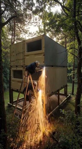 Shipping Container Home Construction Time Lapse #shorts #containerhome
