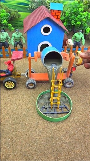 😱 Diy Real Working Mini Tractor Making Cement Pillar | Amazing DIY Construction Machine 🚜 #shorts
