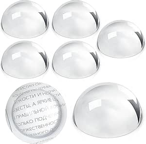6 Pcs Crystal Dome Magnifier Paperweights Glass Paperweight Reading Magnifying Glass Clear Optical Half Ball Lens for Office Desk Home Gift (2.36 Inch)