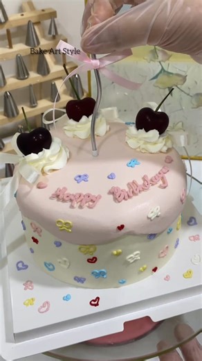 Complete birthday cake tutorial #cake training #cakedecorating #cakeoftheday #cakeart #cakesofinstagram #cakeartist #baking #cakedesign #viralreelsfacebook | Bake Art Style