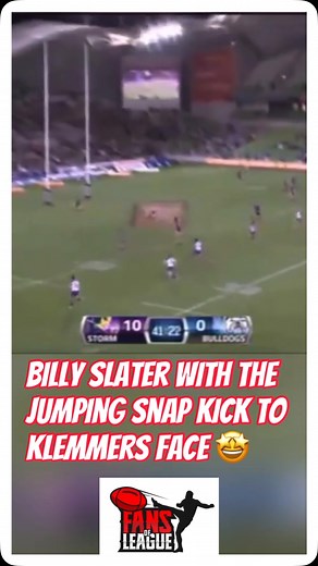 Billy Slater with the jumping snap kick to Poor Klemmer’s face 🦶🥋 #billyslater #snapkick #davidklemmer #in #the #face #nrl #rugbyleague | Fans of League