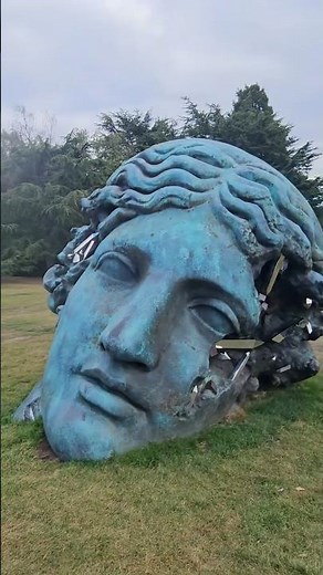 Head Sculpture with Precious Rocks called Unearthed Bronze Eroded Melpomene