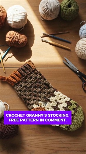 1.2K views | This Crochet Granny’s Stocking is one of my favorite easy holiday projects. It’s about 12 inches long and full of handmade charm. My gauge came out right at 8 single crochets and 9 rows per 4 inches. The colors remind me of cozy winters and simpler times. Pattern details are in the comment below. #crochet | Crochet & Knitting Patterns Here | Facebook