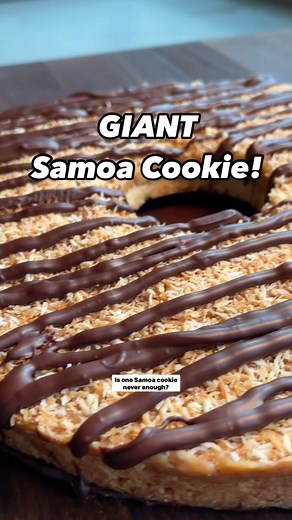 Behold our giant riff on this classic Girl Scout cookie. This large-format treat is inspired by Samoas cookies, which are also called Caramel deLites. Each bite is sweet, chewy, and full of nostalgia. Recipe: https://bit.ly/3YTHY76 | Cook's Country
