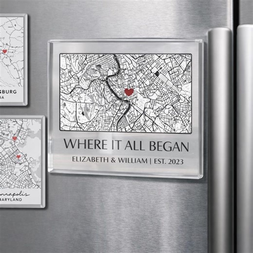 Custom Map Fridge Magnet, Where It All Began Personalized Couple Anniversary Keepsake, Anniversary Gift - Etsy