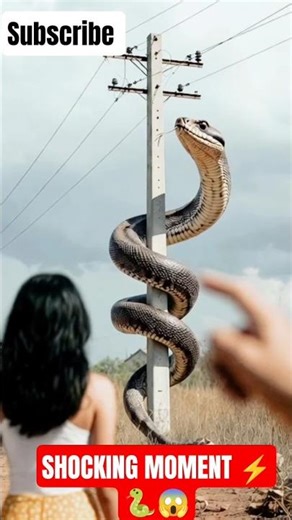 “Electric Shock Sends Giant Snake Crashing Down ⚡🐍”😱#shortvideo #sobscribe #snake