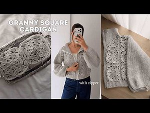 Granny Square Cardigan with a Zipper / Crochet Tutorial 🧶🤍