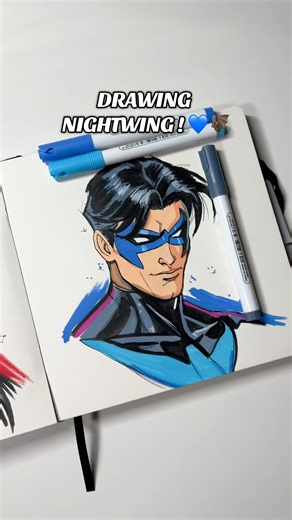 DRAWING NIGHTWING 💙🦇#nightwing #nightwingart #dcfanart #batman #arrtxmarkers