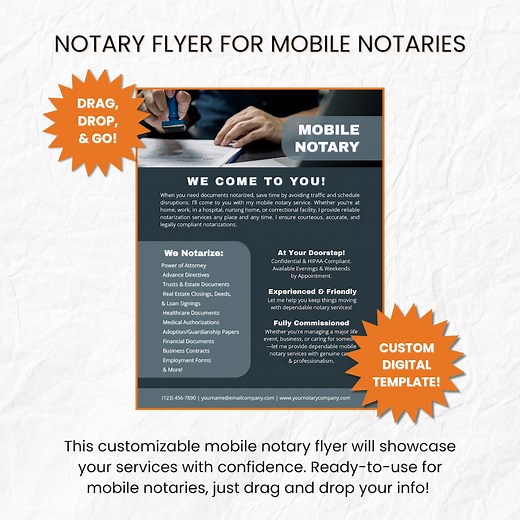 Mobile Notary Flyer Template, Canva Editable, Digital Download, Instant Marketing for Notaries, Branded Notary Public Advertising - Etsy