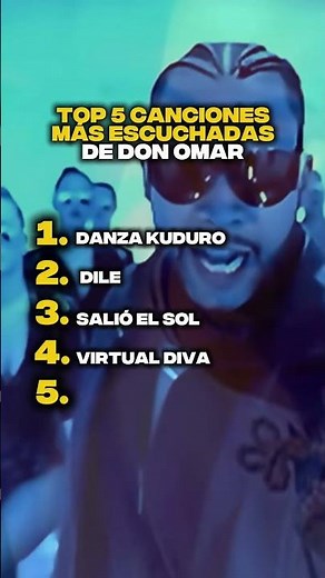 The 5 most played DON OMAR songs 🎵 Which one is your favorite? 🤔 #donomar #reggaeton #shorts