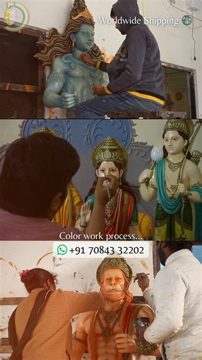 Dezin India on Instagram: "🎨✨ Color Work in Process ✨ Bringing divinity to life, one shade at a time Our studio is currently immersed in detailed color work on these grand spiritual artworks, where every tone is carefully layered to enhance depth, expression, and divine presence: 🔱 Shivji | 8×6.5 ft 🕉️ Ram Darbar | 6.5×4 ft 🔥 Hanuman ji | 7 ft Each piece is handcrafted with precision, using premium finishes to ensure long-lasting beauty and a powerful spiritual aura once completed. 📩 DM us 